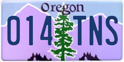 OR license plate 014TNS