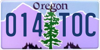 OR license plate 014TOC