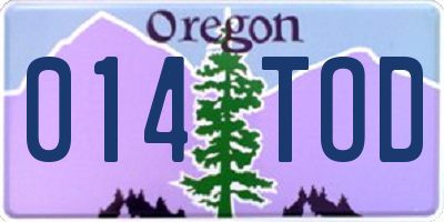 OR license plate 014TOD