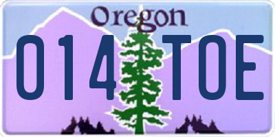 OR license plate 014TOE