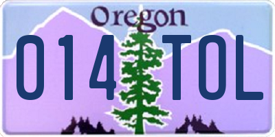 OR license plate 014TOL