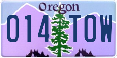 OR license plate 014TOW
