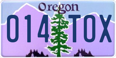 OR license plate 014TOX