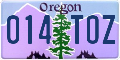 OR license plate 014TOZ