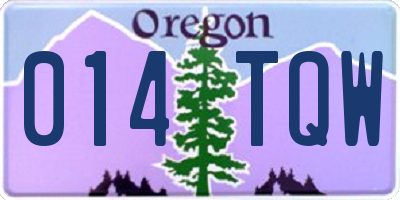 OR license plate 014TQW