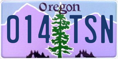 OR license plate 014TSN