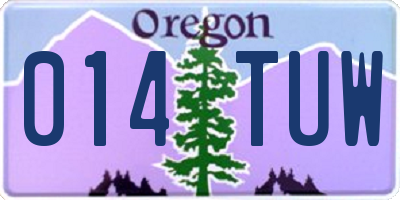 OR license plate 014TUW