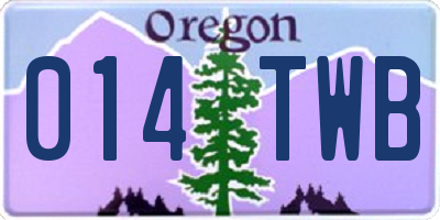 OR license plate 014TWB