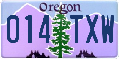 OR license plate 014TXW