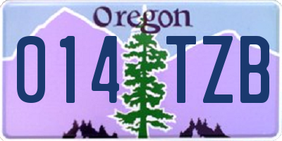 OR license plate 014TZB