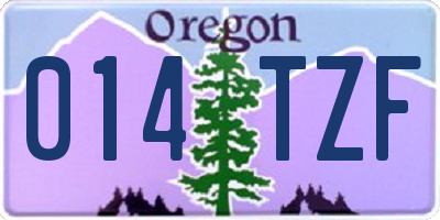 OR license plate 014TZF