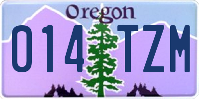 OR license plate 014TZM