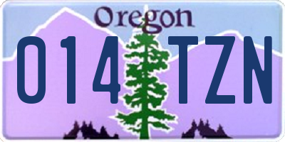 OR license plate 014TZN
