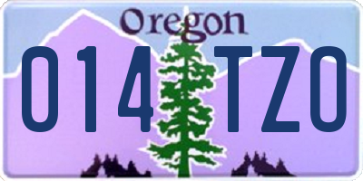 OR license plate 014TZO