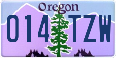 OR license plate 014TZW