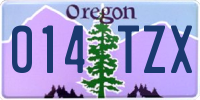 OR license plate 014TZX