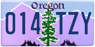 OR license plate 014TZY