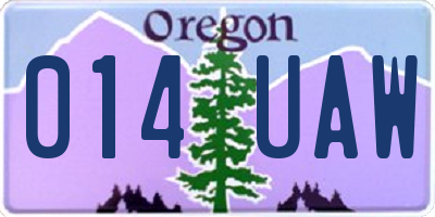 OR license plate 014UAW