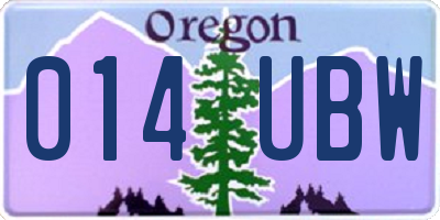 OR license plate 014UBW