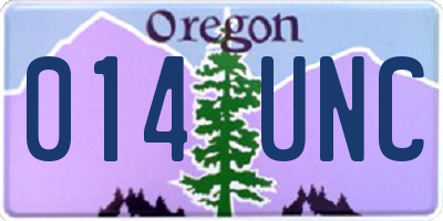 OR license plate 014UNC