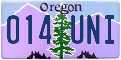 OR license plate 014UNI