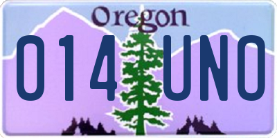 OR license plate 014UNO
