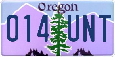 OR license plate 014UNT