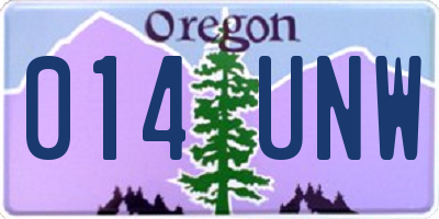 OR license plate 014UNW