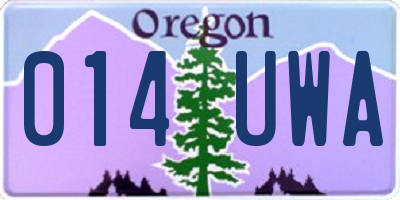 OR license plate 014UWA