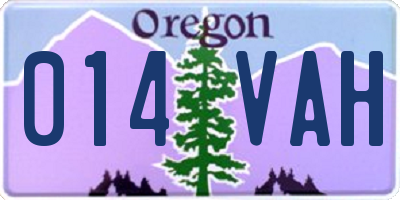 OR license plate 014VAH