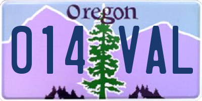 OR license plate 014VAL