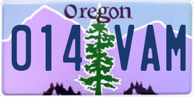 OR license plate 014VAM