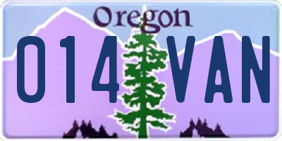 OR license plate 014VAN