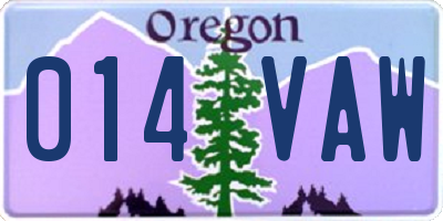 OR license plate 014VAW