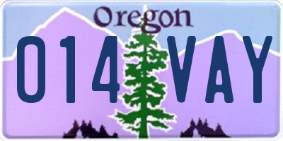 OR license plate 014VAY