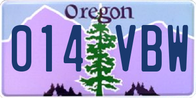 OR license plate 014VBW