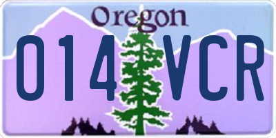 OR license plate 014VCR