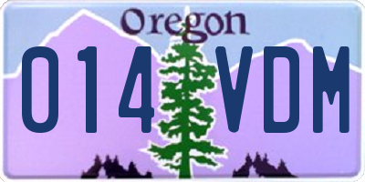 OR license plate 014VDM