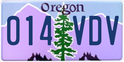 OR license plate 014VDV