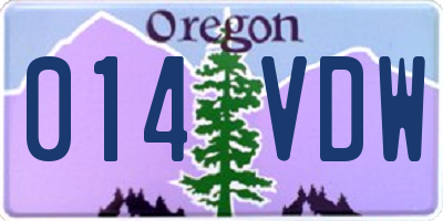 OR license plate 014VDW