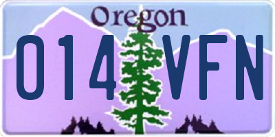 OR license plate 014VFN