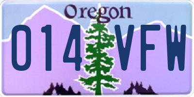 OR license plate 014VFW