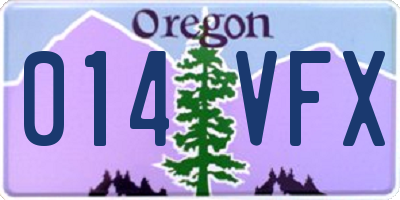 OR license plate 014VFX