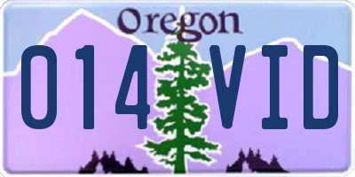 OR license plate 014VID