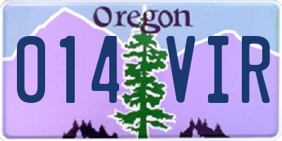 OR license plate 014VIR