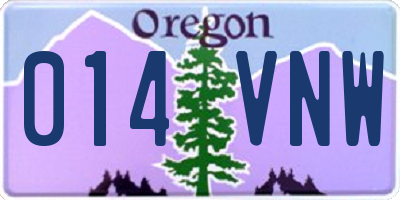 OR license plate 014VNW