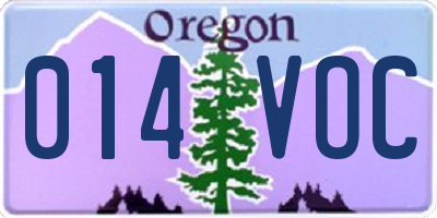 OR license plate 014VOC