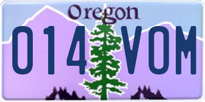 OR license plate 014VOM