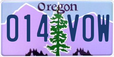 OR license plate 014VOW