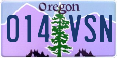 OR license plate 014VSN